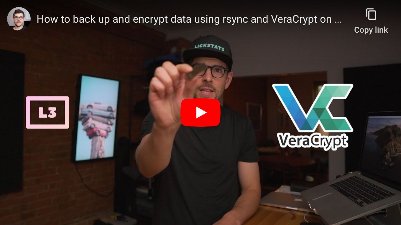 How to back up and encrypt data using rsync and VeraCrypt on macOS (see change log)