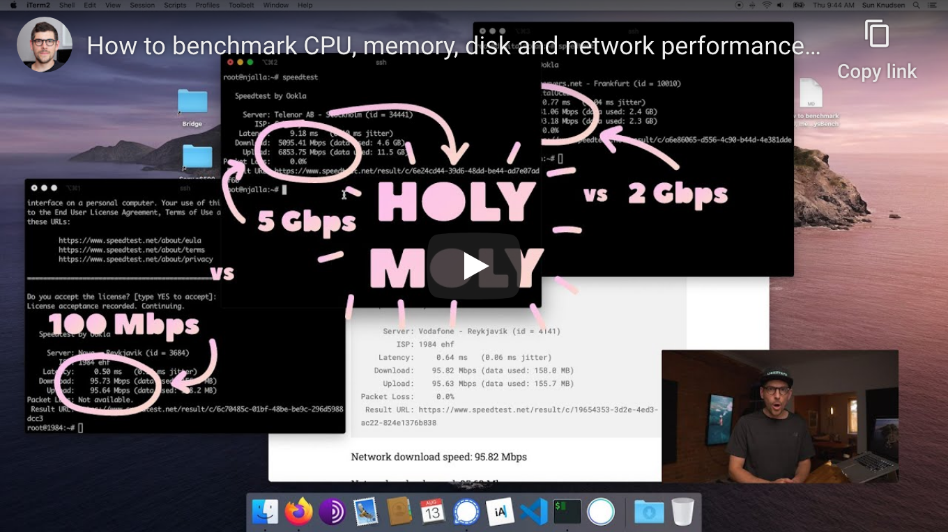 How to benchmark performance of server using Speedtest and SysBench - YouTube