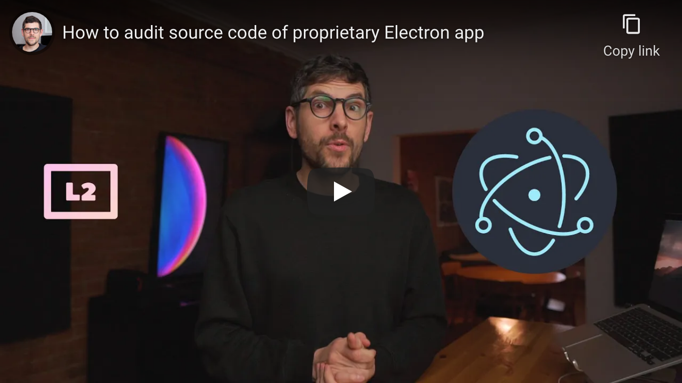 How to audit source code of proprietary Electron app