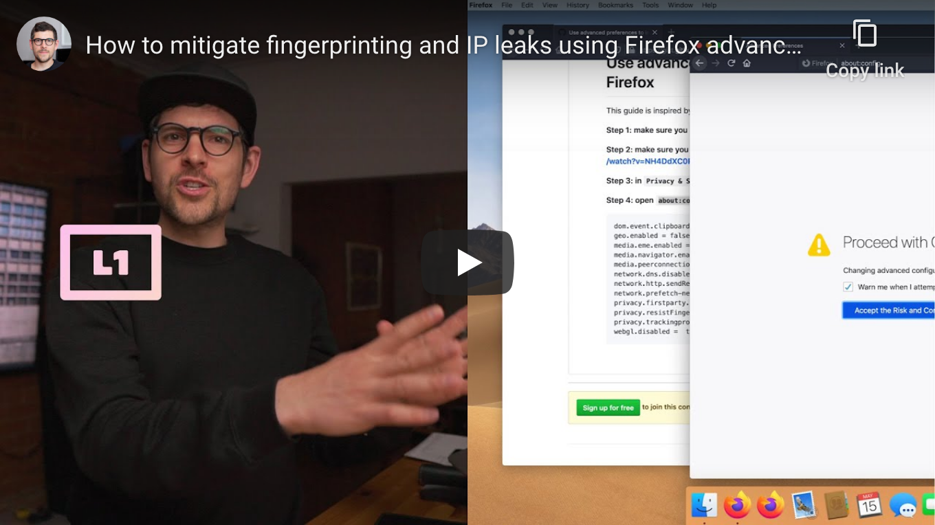 How to mitigate fingerprinting and IP leaks using Firefox advanced preferences - YouTube